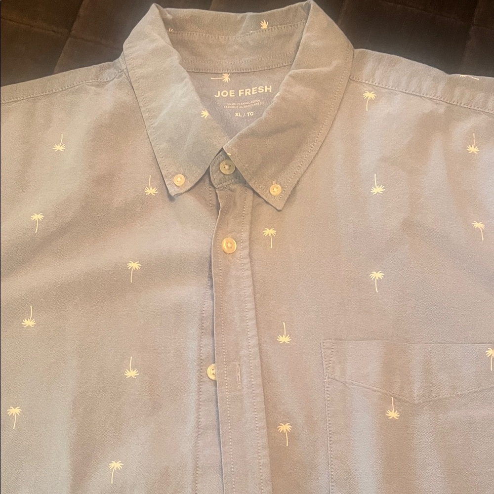 Joe Fresh Men's Blue Shirt with Palm Tree Pattern
